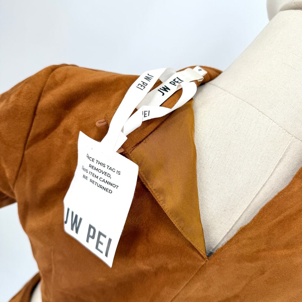 New JW PEI Brown Faux Suede Two Piece Crop Top Mini Skirt Set - Picture 7 of 10